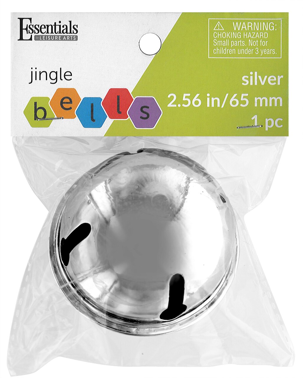 Essentials By Leisure Arts Jingle Bell 2.56in Silver 1pc - Large Silver Craft Bell for Holiday Decorations, Ornaments, DIY Projects, Home Décor, and Jewelry Making